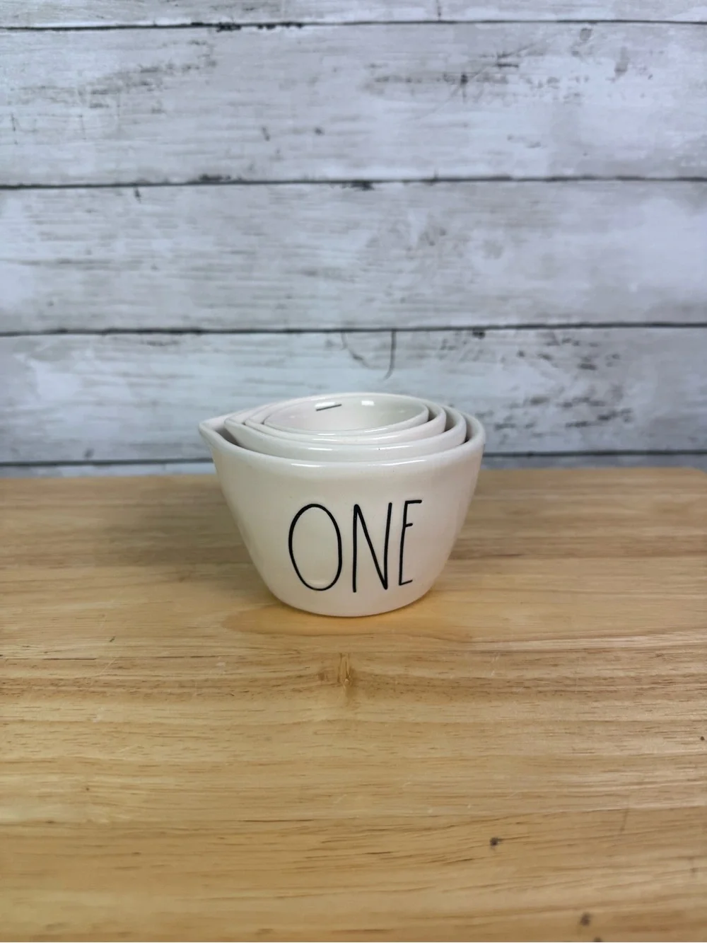 Rae Dunn Stackable Ceramic Measuring Cup - White